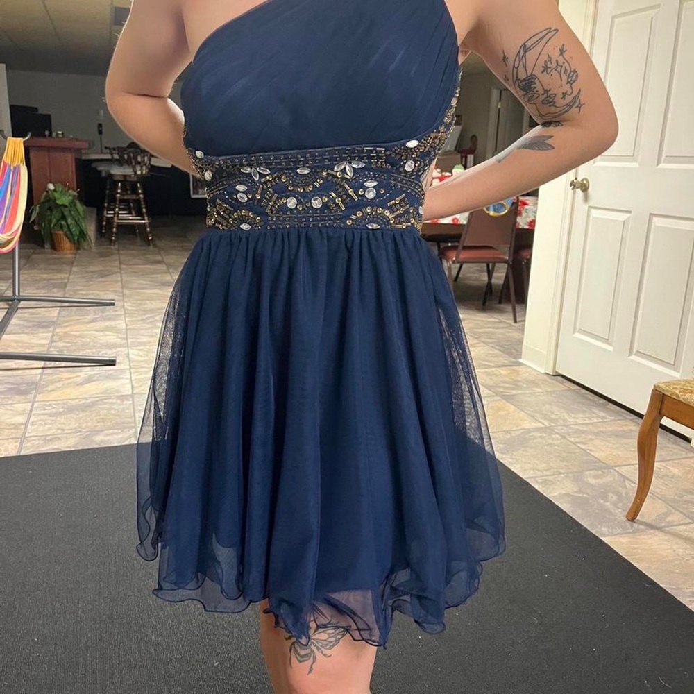 Blondie Nites Navy One Strap Dress